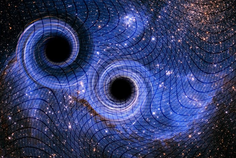 Artist’s impression of two black holes merging