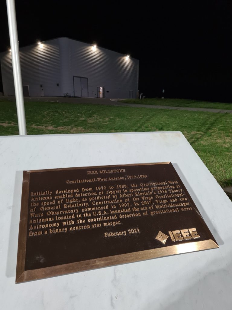 The commemorative plaque for the dedication of a IEEE Milestone to Virgo