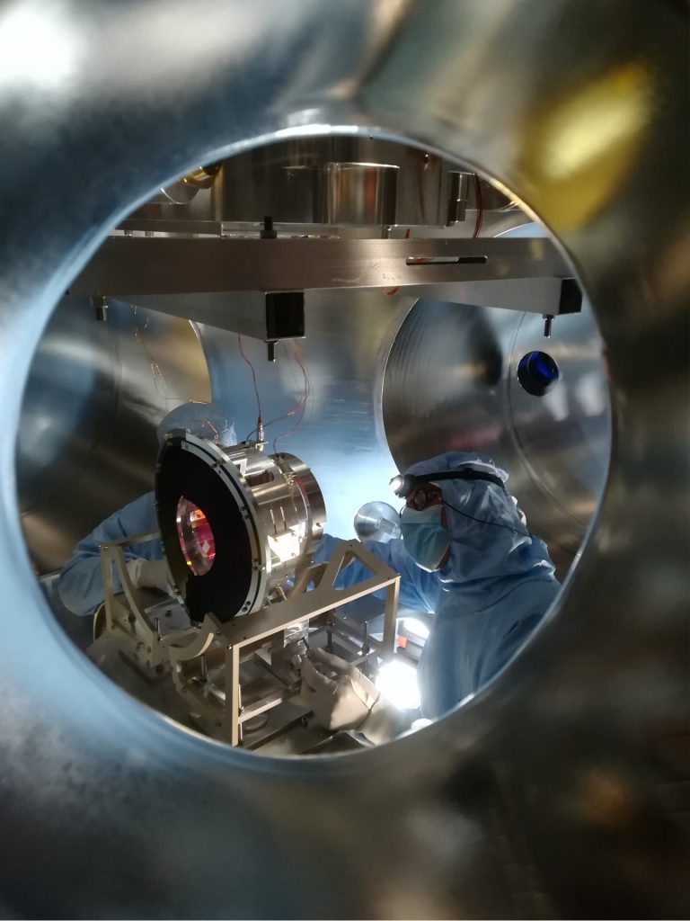 Researchers at work on one of the Virgo mirrors – 2